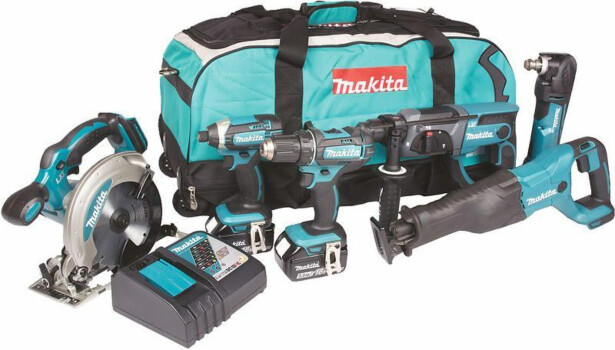 Akkukonesarja Makita LXT DLX6038T Combokit, 6 konetta, 18V, 3x5.0Ah akuilla, Verkkokaupan poistotuote