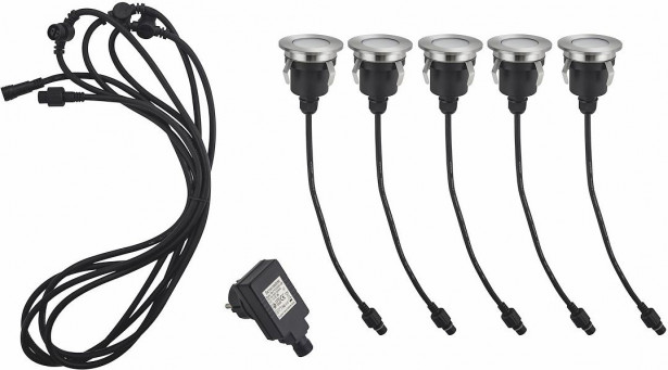 LED-terassivalosarja Malmbergs Ground III Kit 5x0.6W, IP67, teräs