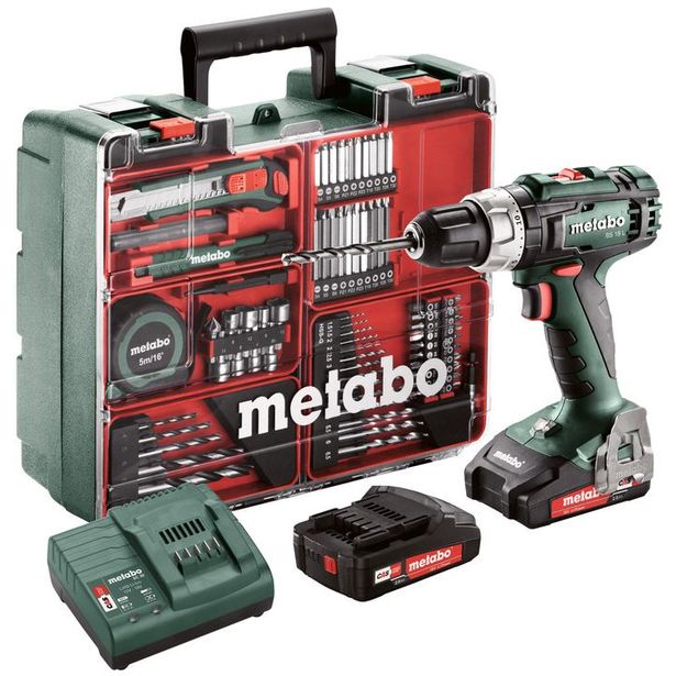 Akkuporakone Metabo BS 18 L Mobile Workshop, 18V, 2x2.0Ah akuilla + tarvikesarja