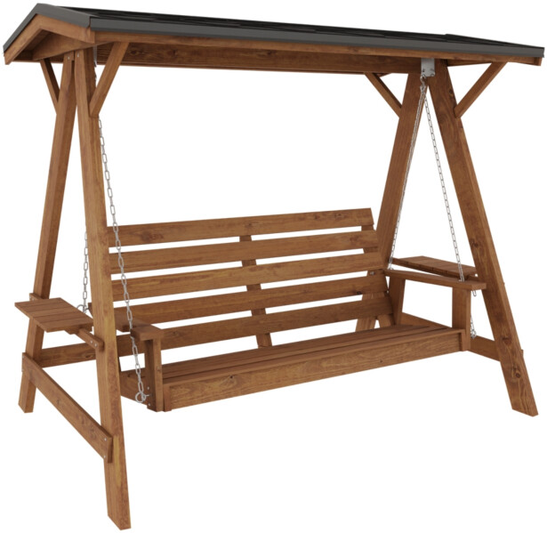 Pihakeinu Miljöökoriste, 180x235x205 cm, 3-istuttava, kovalla katoksella, ruskea