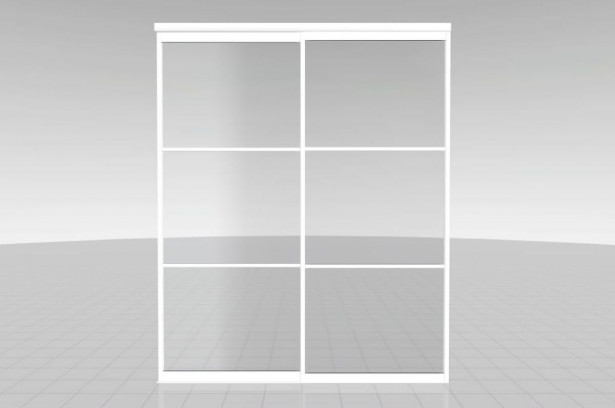 Tilanjakaja/liukuovi Mirror Line, kahdella ovella, valkoinen, mittatilaus