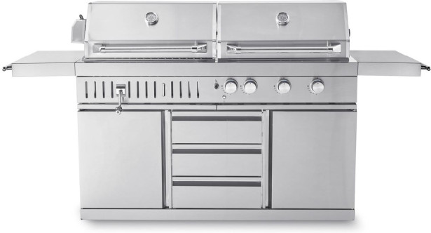 Vapaasti seisova kaasugrilli ja hiiligrilli Myoutdoorkitchen Stainless Collection