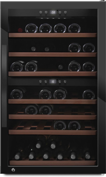 Kahden lämpötilan viinikaappi mQuvée WineExpert 66 Fullglass Black, musta