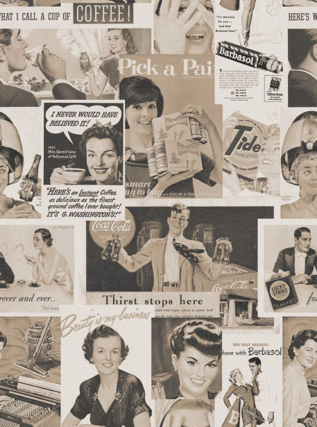 Paneelitapetti Mindthegap Retro Ads Sepia, 1.56x3m