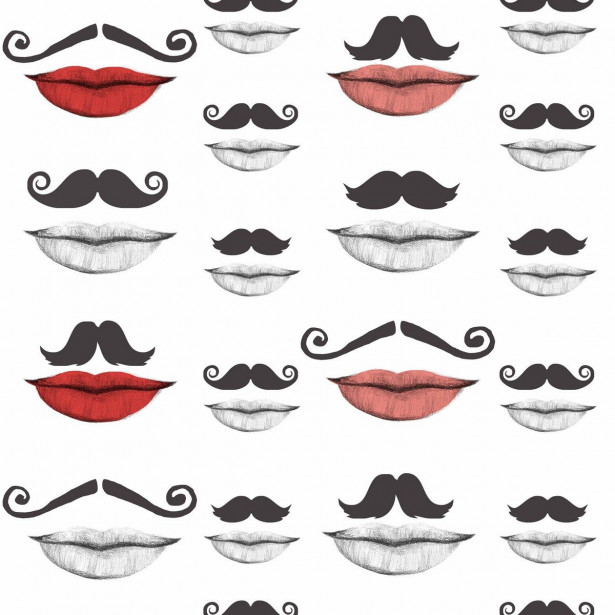 Paneelitapetti Mindthegap Moustache and lips, 1.56x3m