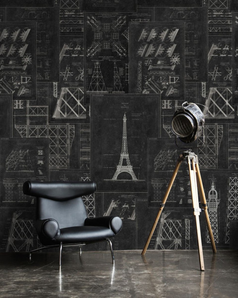 Paneelitapetti Mindthegap Grand Eiffel Anthracite, 1.56x3m