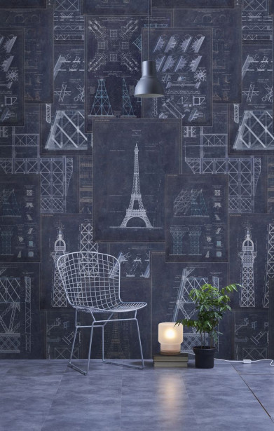 Paneelitapetti Mindthegap Grand Eiffel Blue, 1.56x3m