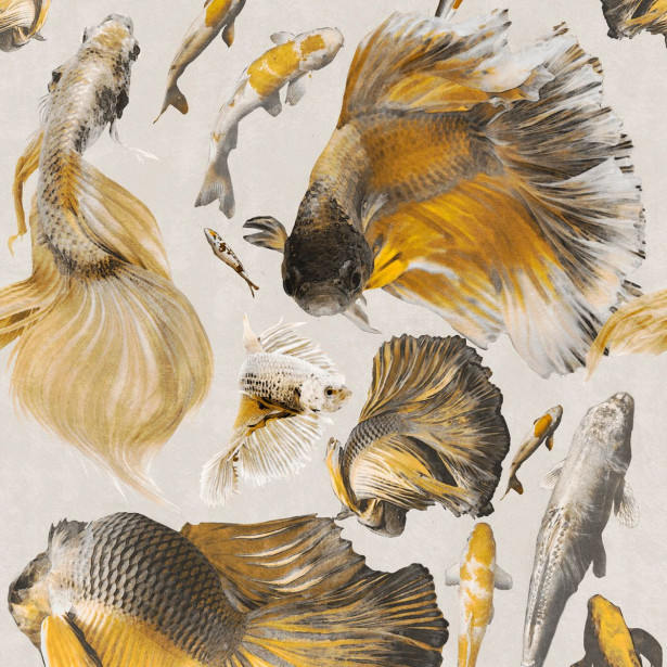 Paneelitapetti Mindthegap Goldfish, 1.56x3m, keltainen