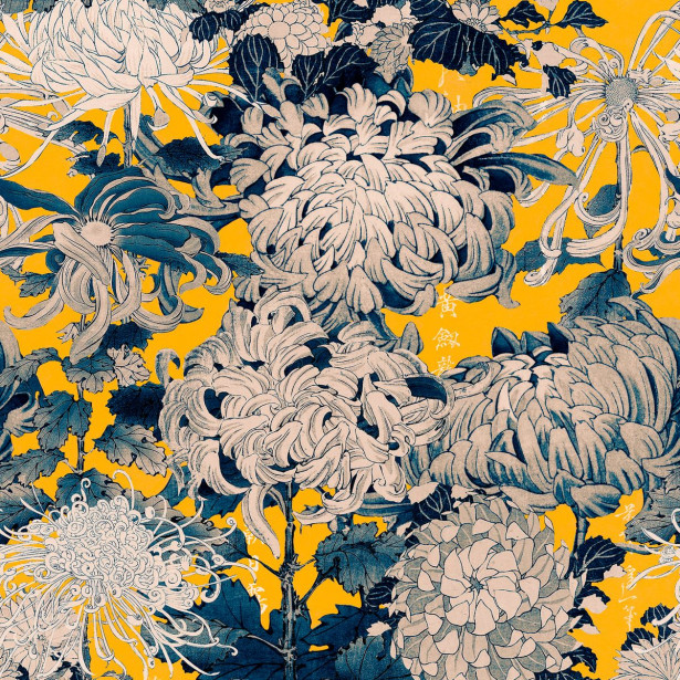 Paneelitapetti Mindthegap Chrysanthemums, 1.56x3m, keltainen