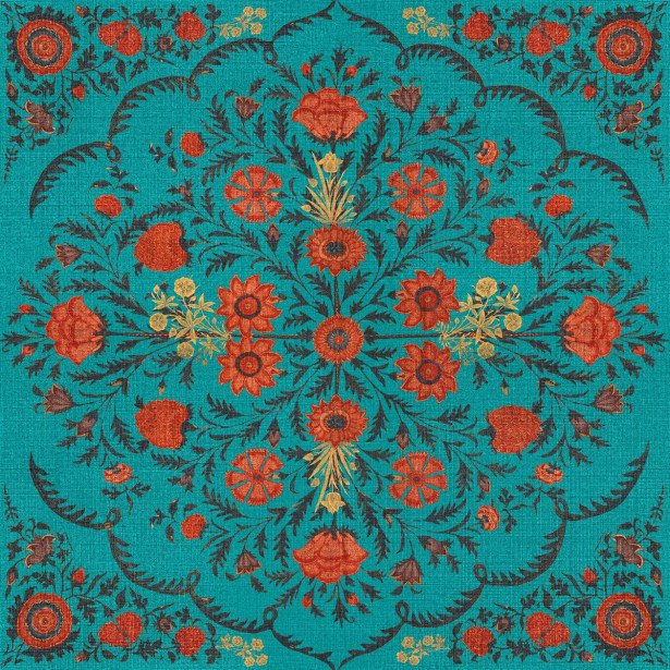 Paneelitapetti Mindthegap Hindu bloom, 1.56x3m, turkoosi