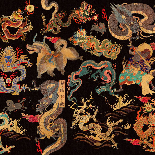 Paneelitapetti Mindthegap Dragons of tibet, 1.56x3m