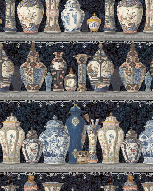 Paneelitapetti Mindthegap Ceramic Wonders, 1.56x3m, indigonsininen