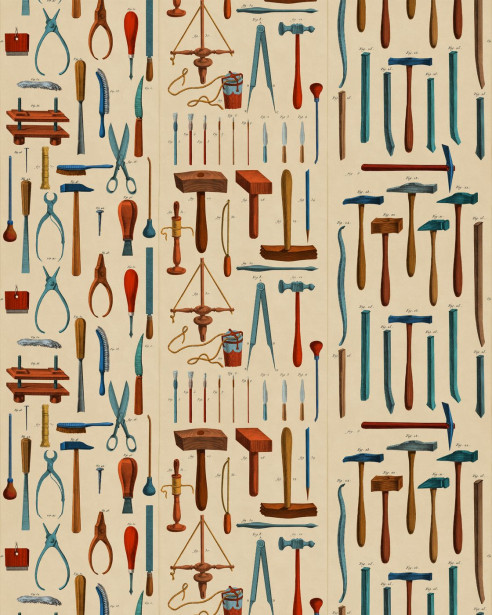 Paneelitapetti Mindthegap Old Tools, 1.56x3m, beige