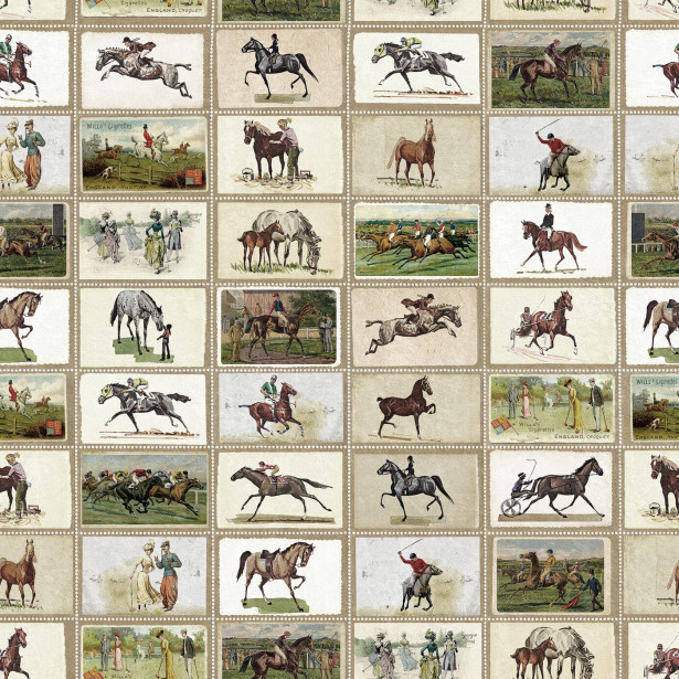 Paneelitapetti Mindthegap English Equestrian Stamps, 1.56x3m, beige/vihreä