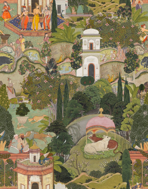 Paneelitapetti Mindthegap Gardens of Jaipur, 1.56x3m, vihreä