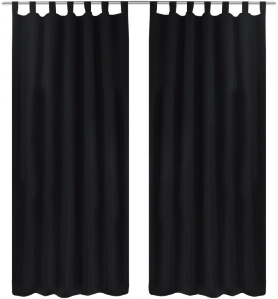 Mustat mikro-satiini verhot lenkeillä 2kpl 140 x 225 cm_1
