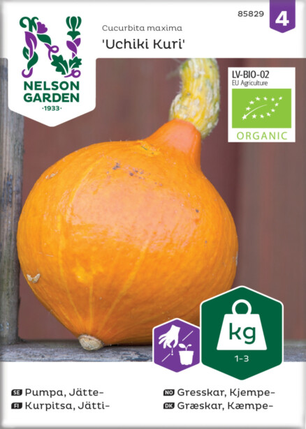 Jättikurpitsa siemen Nelson Garden Uchiki Kuri Organic