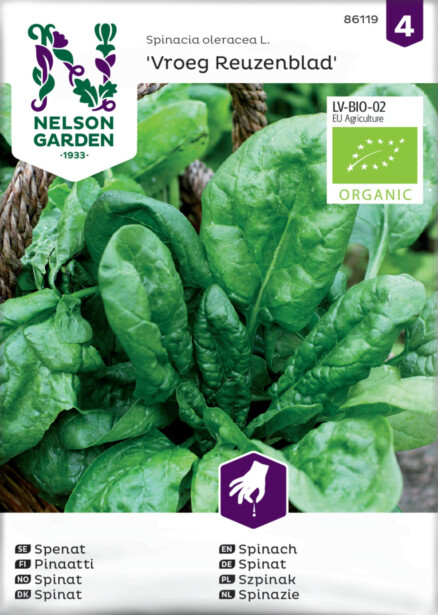 Pinaatti siemen Nelson Garden Vroeg Reuzenblad Organic