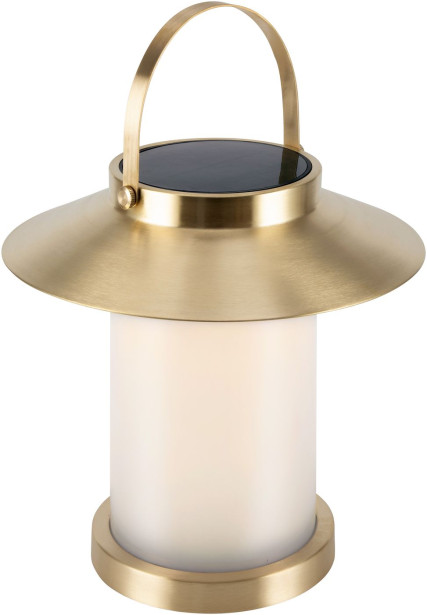 LED-aurinkokennovalaisin Nordlux Temple To Go 30, USB-ladattava, messinki
