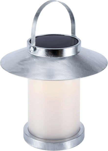 LED-aurinkokennovalaisin Nordlux Temple To Go 35, USB-ladattava, galvanoitu