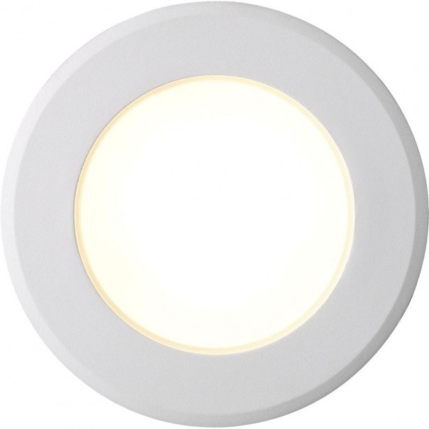 LED-alasvalo Nordlux Birla, ø9,5cm, IP20, himmennettävä, valkoinen