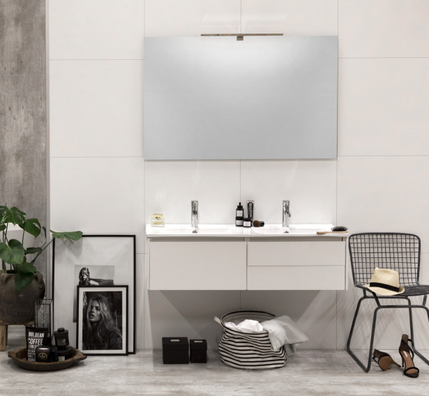 Kylpyhuonekaluste Noro Lifestyle Concept 1200duo, pesualtaalla ja laatikostoilla, matala