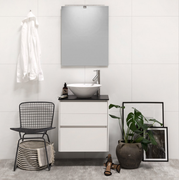Kylpyhuonekaluste Noro Lifestyle Concept 600, malja-altaalla ja laatikostolla, korkea