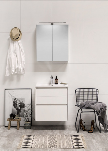 Kylpyhuonekaluste Noro Lifestyle Concept 600, pesualtaalla ja laatikostolla, korkea
