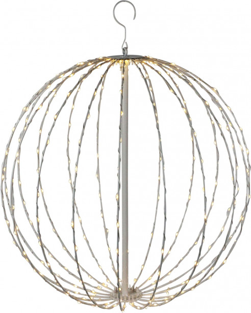 Metallipallo Nordic Winter, valkoinen, LED-valoilla, 320 lediä, 50cm, 230V