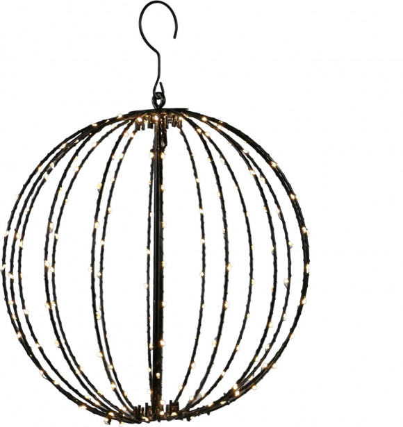 Metallipallo Nordic Winter, musta, LED-valoilla, 192 lediä, 30cm, 230V