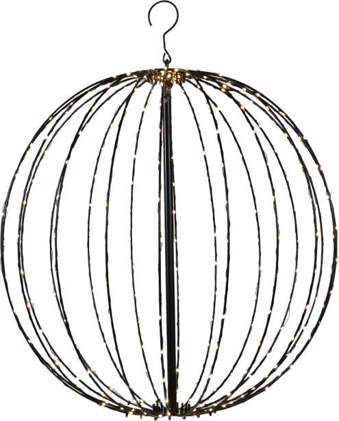 Metallipallo Nordic Winter, musta, LED-valoilla, 320 lediä, 50cm, 230V