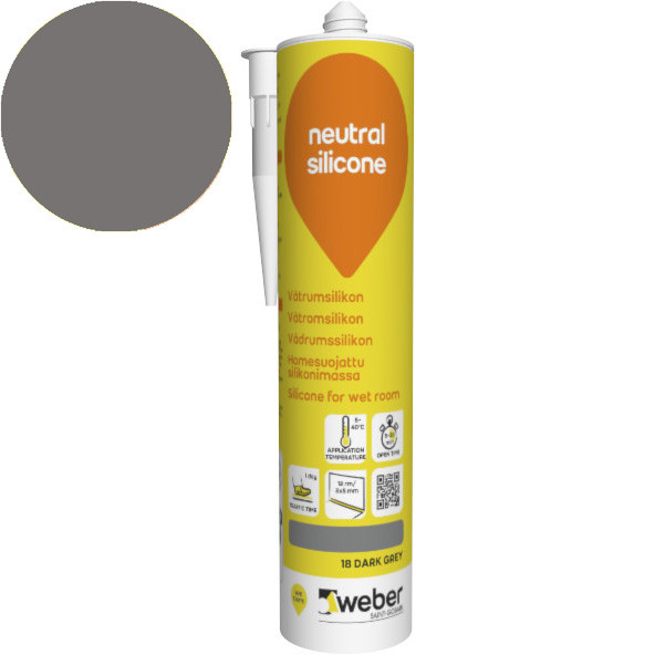 Silikonimassa Weber Neutral Silicone, 18 Dark grey, 310 ml