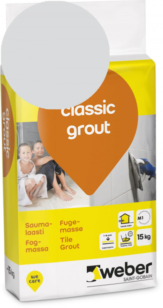 Saumalaasti Weber Classic Grout, 13 Silver grey, 15 kg