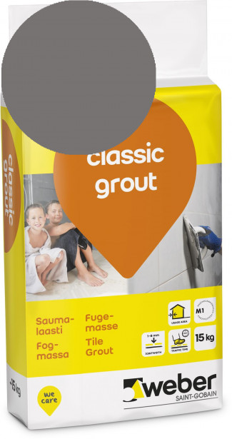 Saumalaasti Weber Classic Grout, 18 Dark grey, 15 kg