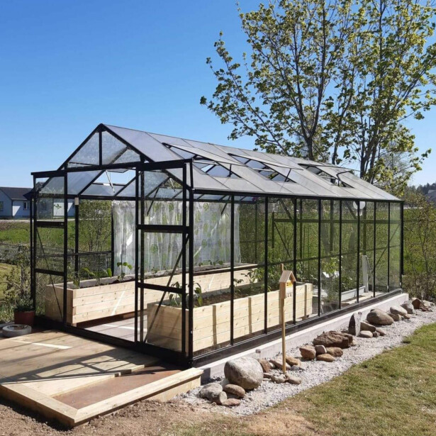 Kasvihuone Metalcraft, 14.4 m², 4mm turvalasi, musta