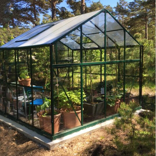 Kasvihuone Metalcraft, 6,4m², 4mm turvalasi, vihreä