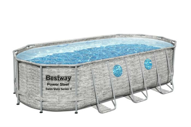 Uima-allassetti Bestway Power Steel Swim Vista, 549x274x122cm, ovaali, ikkunalla (56716)
