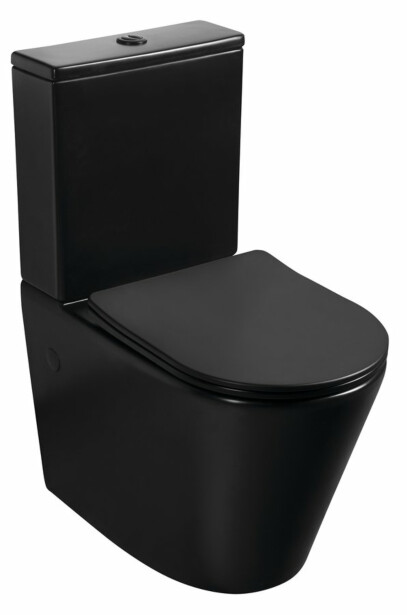 WC-istuin Interia Pako Rimless soft-close -kannella kaksoishuuhtelu, mattamusta
