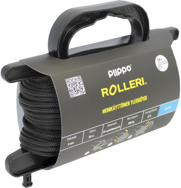 Rolleri Piippo PP-multifilamentti, 4mm x 30m, musta
