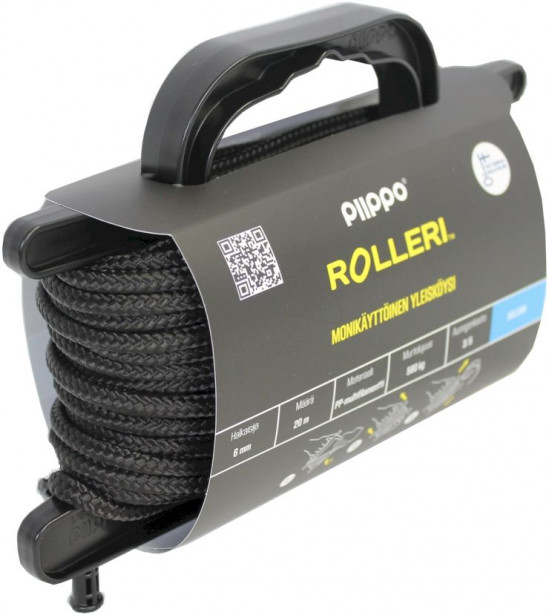 Rolleri Piippo PP-multifilamentti, 6mm x 20m, musta