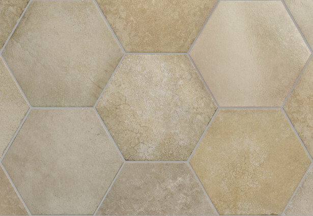 Lattialaatta Pukkila Hexagon Heritage Wheat, himmeä, sileä, 200x175mm
