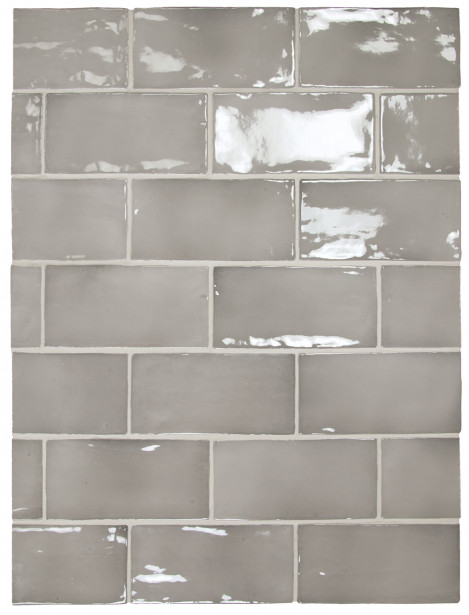 Seinälaatta Pukkila Manacor Mercury Grey, kiiltävä, strukturoitu, 7.5x15cm