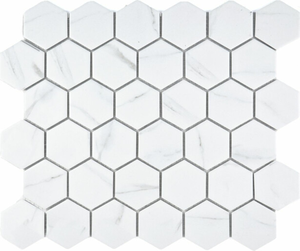 Mosaiikkilaatta Pukkila Carrara hexagon, himmeä, karhea, 51x59mm