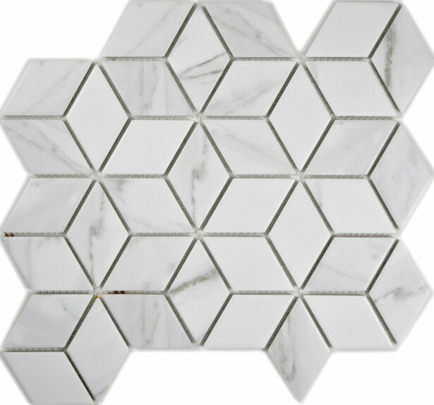 Mosaiikkilaatta Pukkila Carrara diamant, himmeä, karhea, 48x41mm