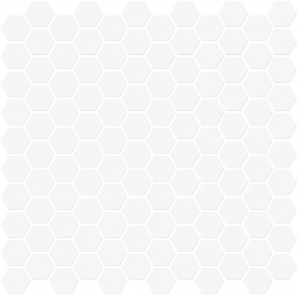 Mosaiikkilaatta Pukkila Miniworx White Hexagon, himmeä, sileä, 25x25mm