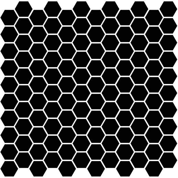 Mosaiikkilaatta Pukkila Miniworx Black Hexagon, himmeä, sileä, 25x25mm