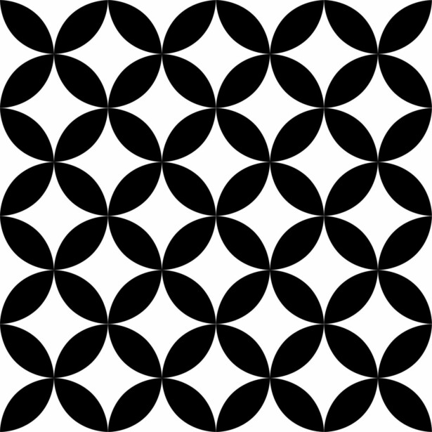 Lattialaatta Pukkila Retromix Black & White Circle Positive Small, himmeä, sileä, 147x147mm