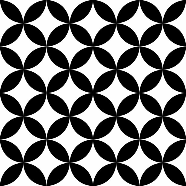 Lattialaatta Pukkila Retromix Black & White Circle Positive Small, himmeä, sileä, 147x147mm
