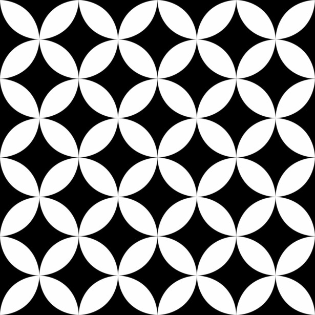 Lattialaatta Pukkila Retromix Black & White Circle Negative Small, himmeä, sileä, 147x147mm