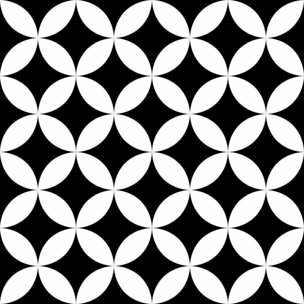 Lattialaatta Pukkila Retromix Black & White Circle Negative Small, himmeä, sileä, 147x147mm